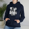 Abstract Shapes V8 Block Letters | Abstract | Minimalist | Modern Unisex Hooded Hoodie Sweatshirt | Embrace Your Vibe