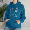 Abstract Shapes V5 Mountain Peaks Sun | Abstract | Minimalist | Modern Unisex Hooded Hoodie Sweatshirt | Embrace Your Vibe