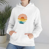 Chill Stitch – Retro Sunset Rays On Water - Unisex Hooded Hoodie Sweatshirt – Embrace Your Vibe