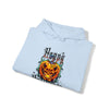 Halloween Sweatshirt | Happy Halloween Scary Pumpkin | Unisex Hooded Hoodie Sweatshirt