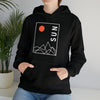 Abstract Shapes V5 Mountain Peaks Sun | Abstract | Minimalist | Modern Unisex Hooded Hoodie Sweatshirt | Embrace Your Vibe