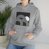 Abstract Shapes V6 Circled Moon Horizon | Abstract | Minimalist | Modern Unisex Hooded Hoodie Sweatshirt | Embrace Your Vibe