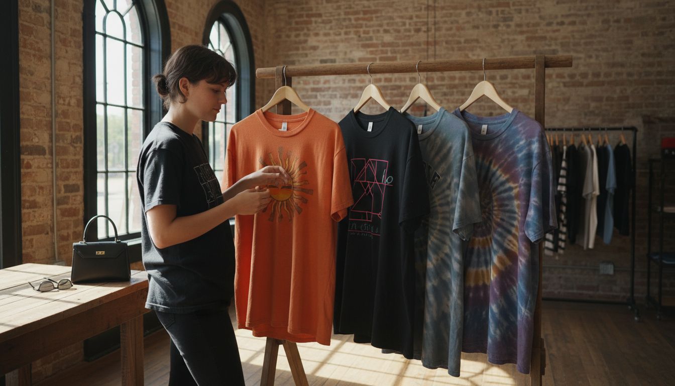 Persona explorando camisetas vintage clásicas