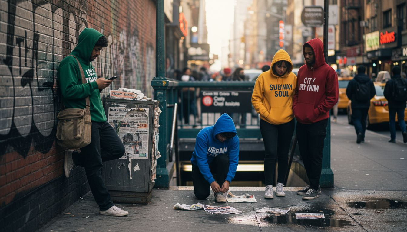 Urban youth in vintage slogan hoodies