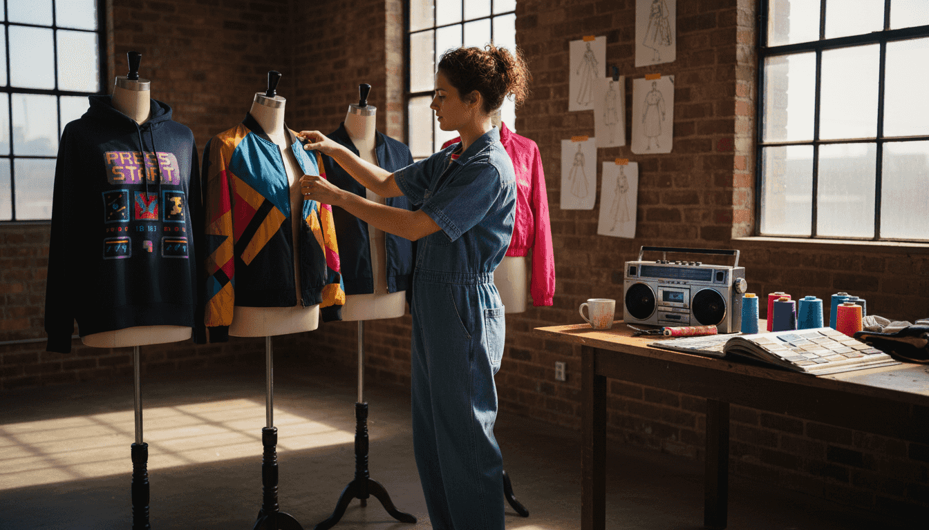 Designer styling retro tech-inspired clothing