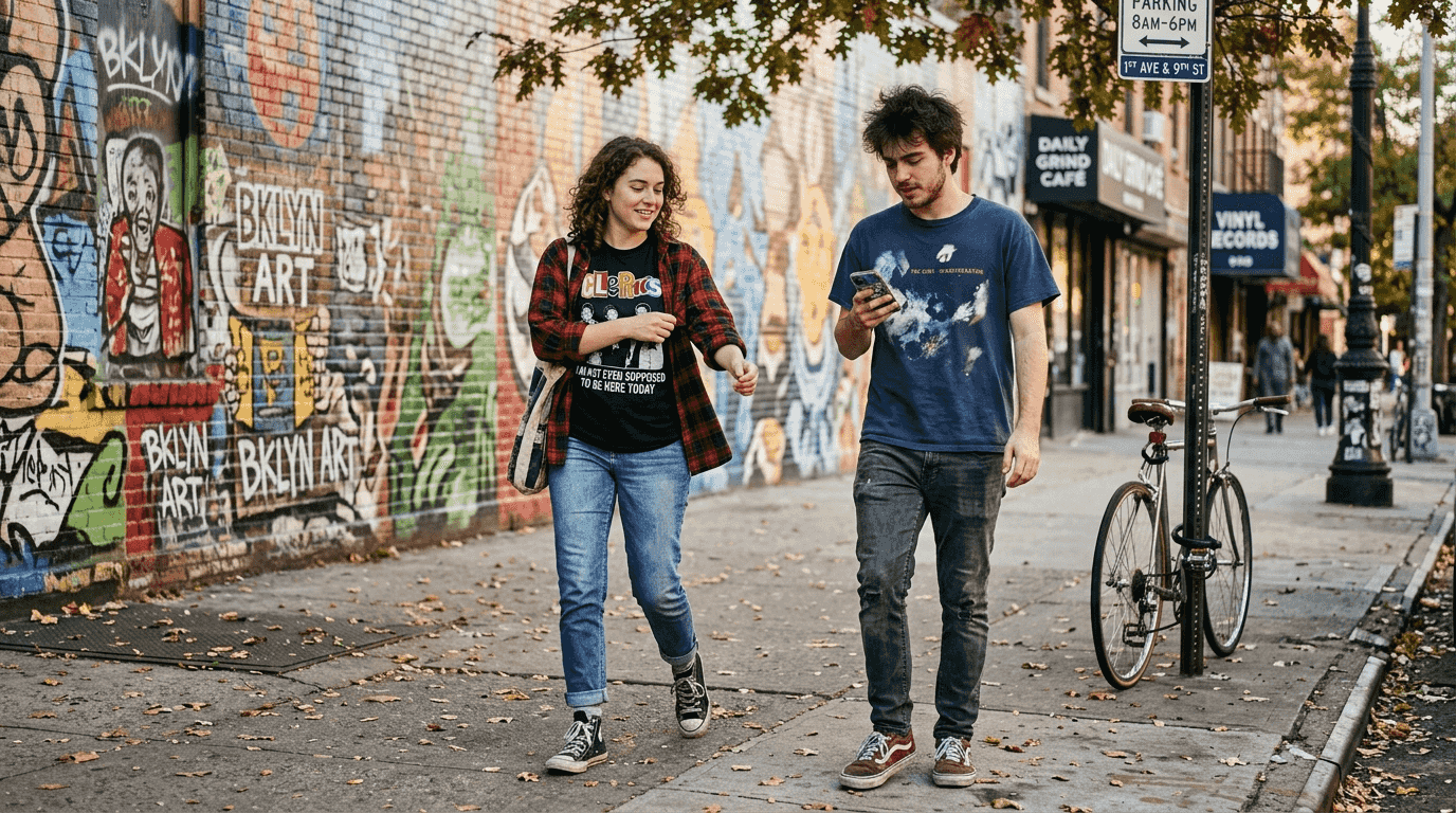 Urban street style with graphic tees and casual wear