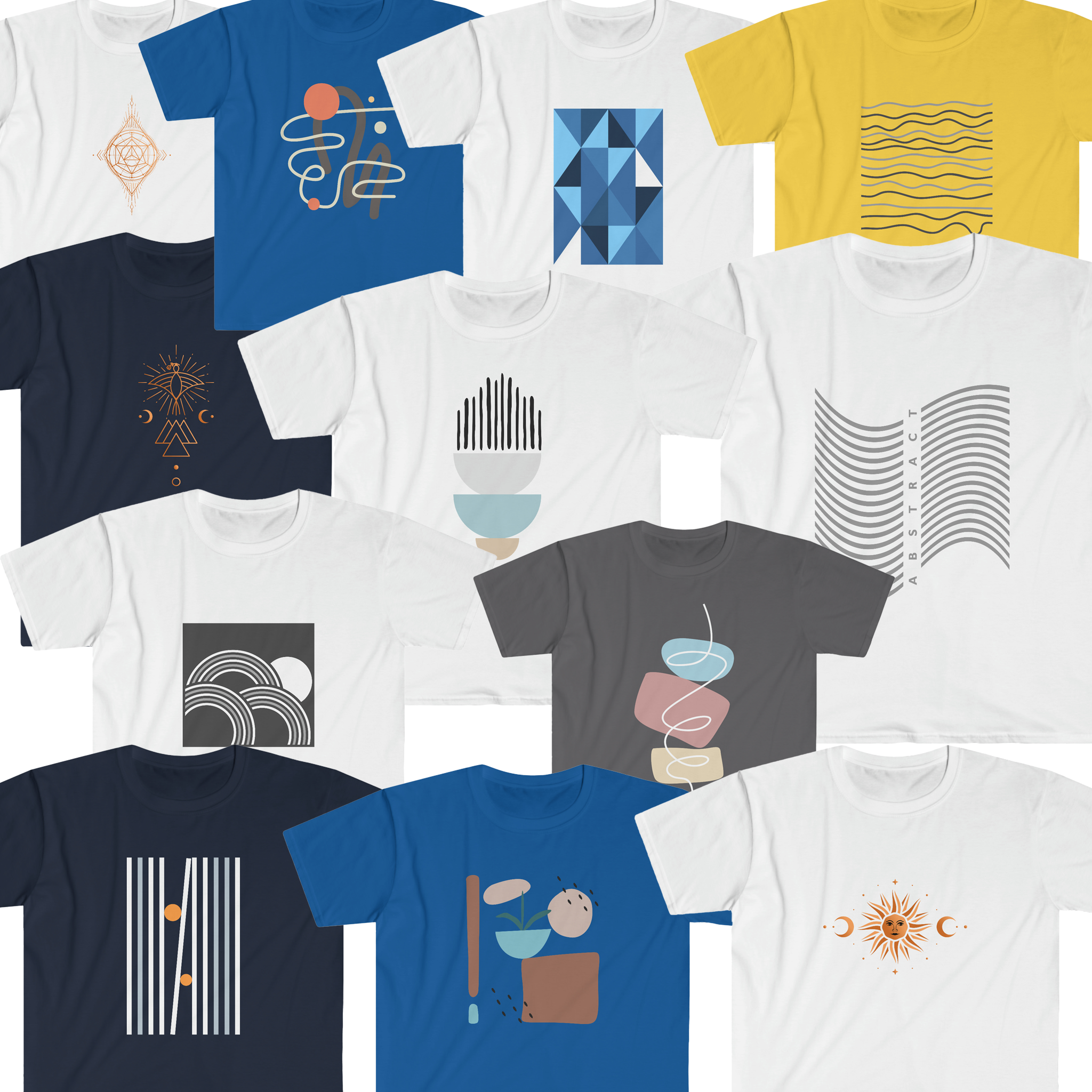 Chill Stitch Apparel - Abstract Geometric Shapes T-Shirts Tees ...