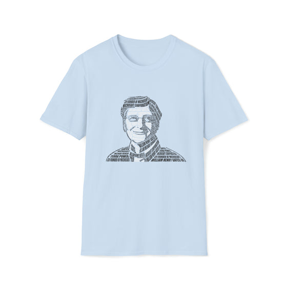 Bill Gates | Unisex Soft Style Tee T-Shirt | Embrace Your Vibe | Calligram Word Design