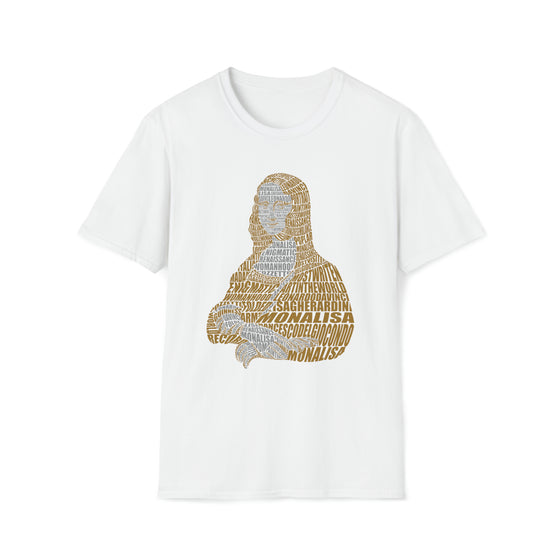 Mona Lisa France | Unisex Soft Style Tee T-Shirt  | Calligram Word Design