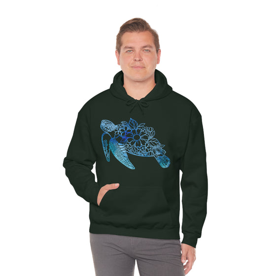 Floral Mandala Sea Turtle Sweatshirt | Unisex Hooded Hoodie Sweatshirt