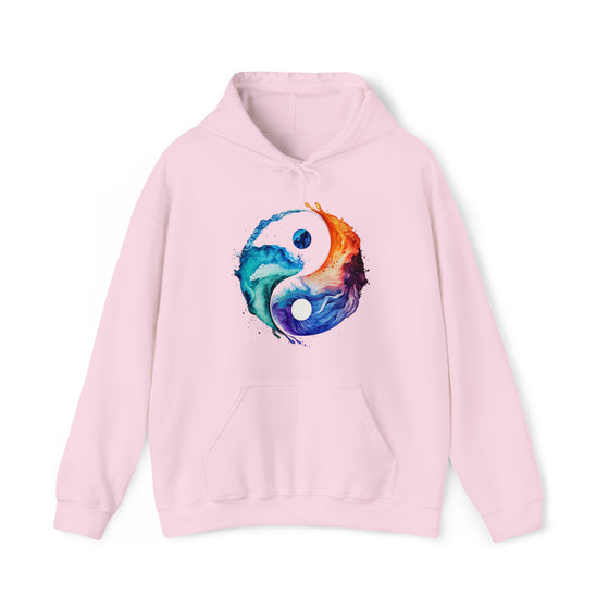 Yoga Seatshirt | Yin Yang Sign V3 Watercolor Flowing | Unisex Hooded Hoodie Sweatshirt