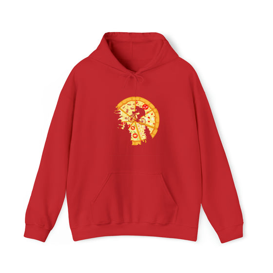 Pizza Moon Bike Ride Sweatshirt |  Abstract Unisex Hooded Hoodie Sweatshirt