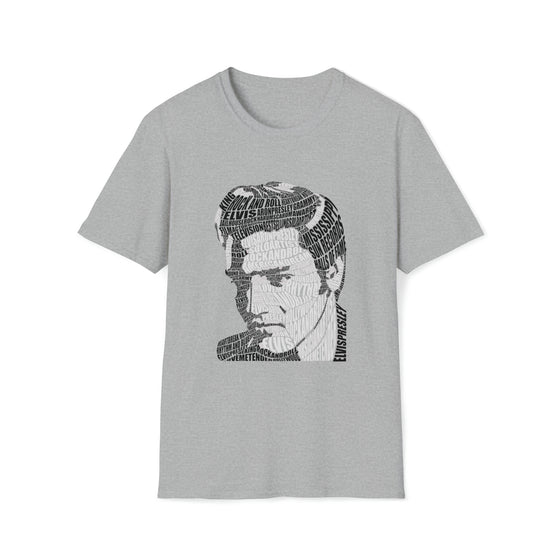 Elvis Presley Music Rock and Roll  | Unisex Soft Style Tee T-Shirt | Embrace Your Vibe | Calligram Word Design