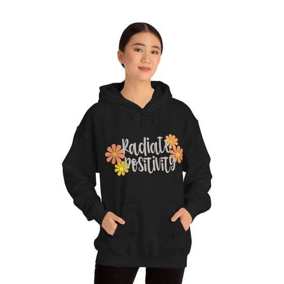 Chill Stitch – Radiate Positivity - Unisex Hooded Hoodie Sweatshirt – Embrace Your Vibe