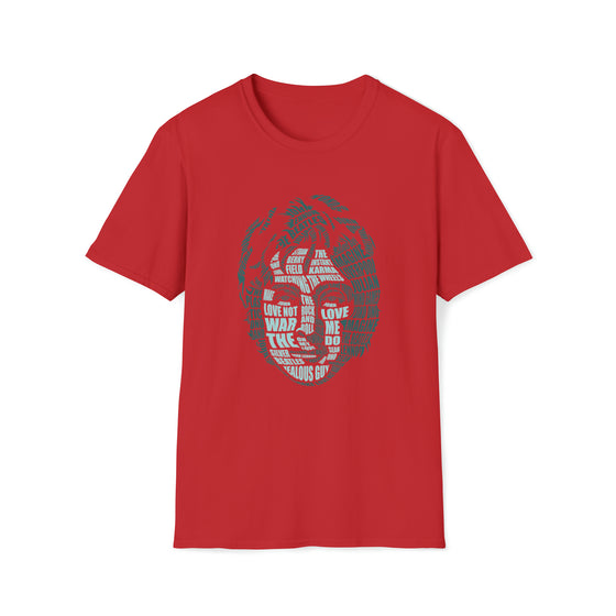 John Lennon Music | Unisex Soft Style Tee T-Shirt | Embrace Your Vibe | Calligram Word Design