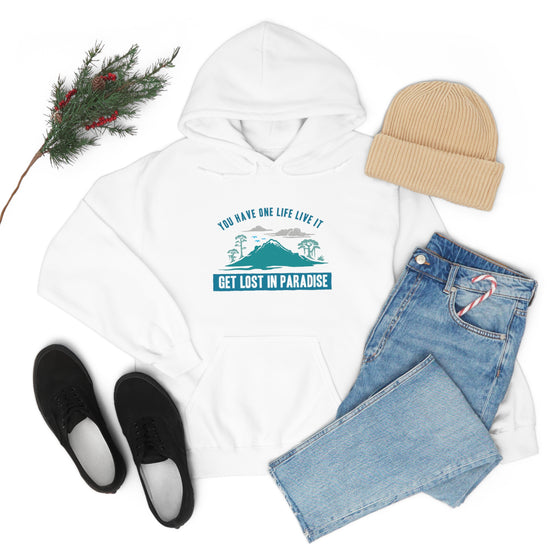 Chill Stitch – Get Lost in Paradise - Unisex Hooded Hoodie Sweatshirt – Embrace Your Vibe