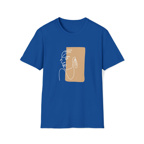 Abstract Line Face Shapes V7 | Unisex Soft Style Tee T-Shirt  |  Embrace Your Vibe