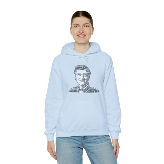 Bill Gates | Unisex Hooded Hoodie Sweatshirt | Embrace Your Vibe | Calligram Word Design