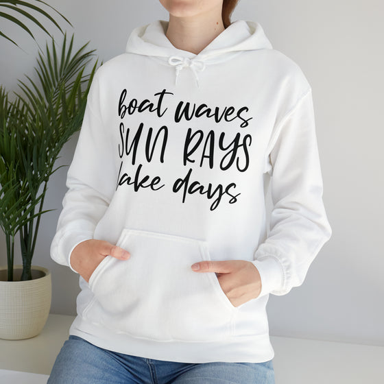 Beach Sweatshirt | Boat Waves Sun Rays Lake Days Beach Life | Unisex Hooded Hoodie Sweatshirt