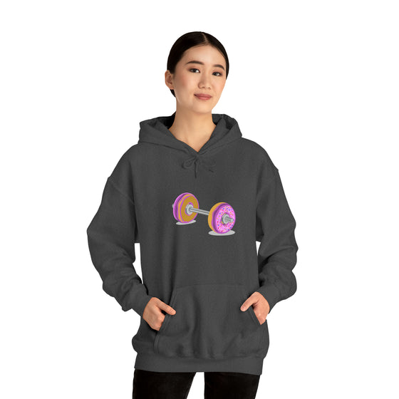 Doughnut Barbell Foodie Sweatshirt | Abstract Unisex Hooded Hoodie Sweatshirt