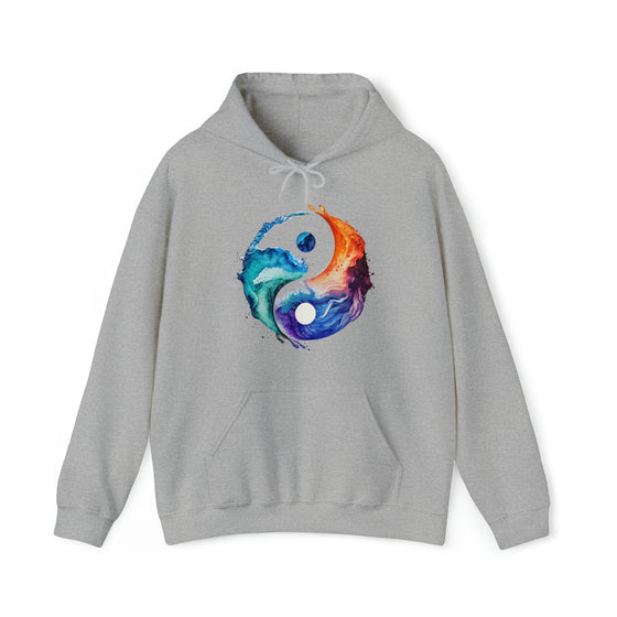 Yoga Seatshirt | Yin Yang Sign V3 Watercolor Flowing | Unisex Hooded Hoodie Sweatshirt