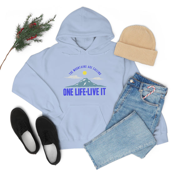 Chill Stitch – Mountains One Life Live It - Unisex Hooded Hoodie Sweatshirt – Embrace Your Vibe