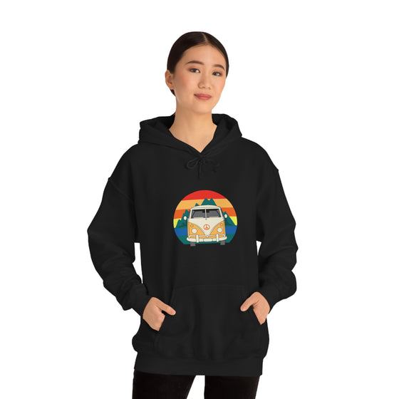 Chill Stitch – VW Van Mountains - Unisex Hooded Hoodie Sweatshirt – Embrace Your Vibe