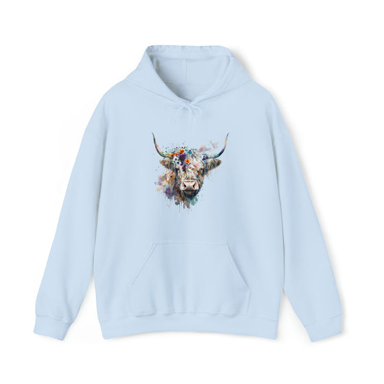 Sweatshirt | Highland Cow Watercolor V1 Western Cowgirl | Unisex Hooded Hoodie Sweatshirt