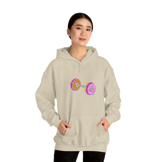 Doughnut Barbell Foodie Sweatshirt | Abstract Unisex Hooded Hoodie Sweatshirt