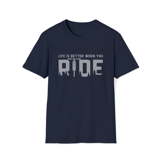 Bike Shirt | MTB Mountain Bike Life Better Bike Ride Riding | Unisex Soft Style Tee T-Shirt