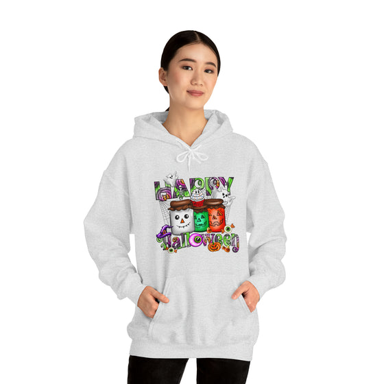 Halloween Sweatshirt | Happy Halloween Jars | Unisex Hooded Hoodie Sweatshirt