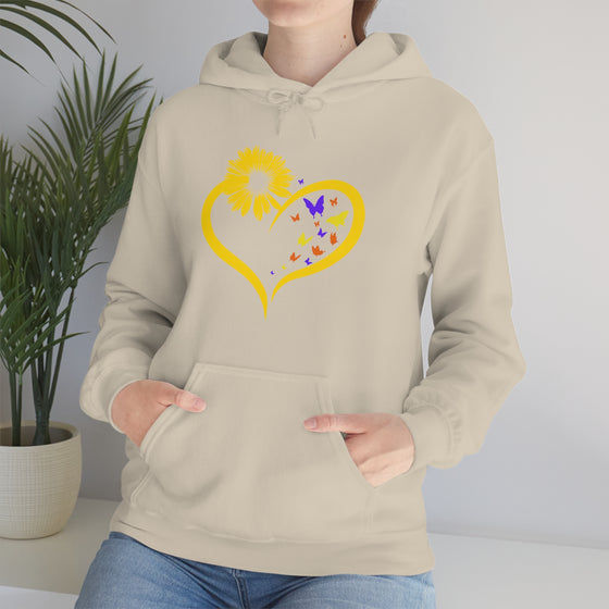 Butterflies Sunflower | Unisex Hooded Hoodie Sweatshirt | Embrace Your Vibe