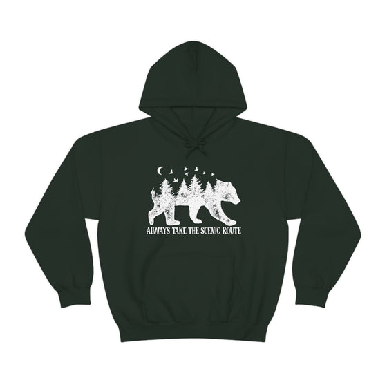 Bear Always Take Scenic Route | Unisex Hooded Hoodie Sweatshirt | Embrace Your Vibe