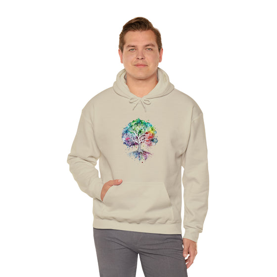 Lake Sweatshirt | Tree of Life Watercolor V4 Color Burst | Unisex Hooded Hoodie Sweatshirt