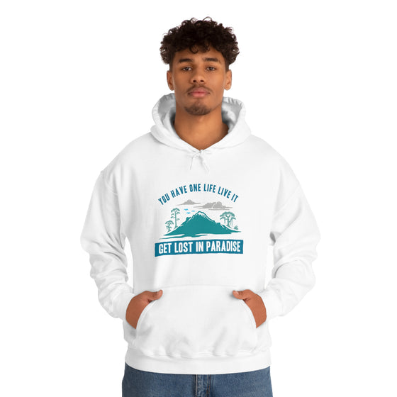 Chill Stitch – Get Lost in Paradise - Unisex Hooded Hoodie Sweatshirt – Embrace Your Vibe