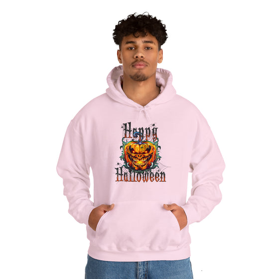 Halloween Sweatshirt | Happy Halloween Scary Pumpkin | Unisex Hooded Hoodie Sweatshirt
