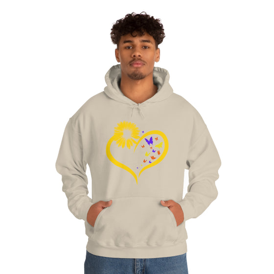 Butterflies Sunflower | Unisex Hooded Hoodie Sweatshirt | Embrace Your Vibe