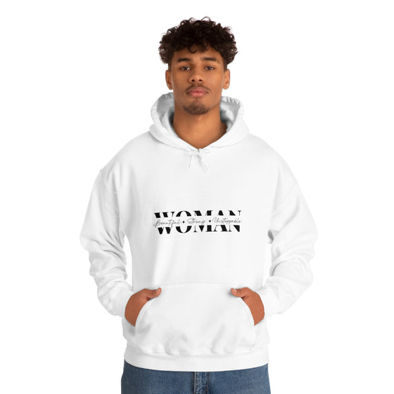 Chill Stitch – Woman Beautiful Strong - Unisex Hooded Hoodie Sweatshirt – Embrace Your Vibe