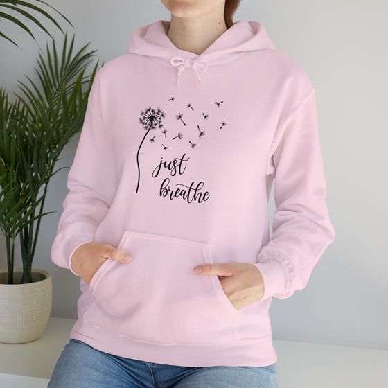 Just Breath Sweatshirt | Dandelion | Unisex Hooded Hoodie Sweatshirt