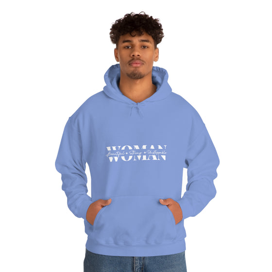 Chill Stitch – Woman Beautiful Strong - Unisex Hooded Hoodie Sweatshirt – Embrace Your Vibe