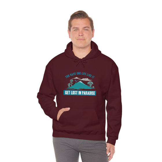 Chill Stitch – Get Lost in Paradise - Unisex Hooded Hoodie Sweatshirt – Embrace Your Vibe