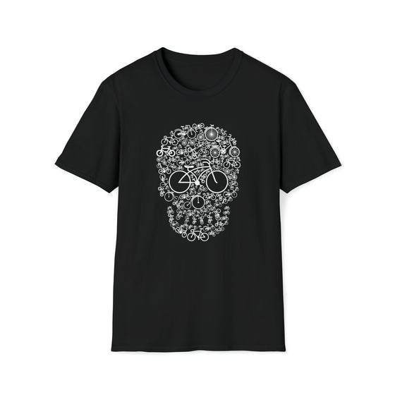 Bike Skull Biking MTB Mountain Biking | Abstract | Minimalist | Modern | Unisex Soft Style Tee T-Shirt | Embrace Your Vibe