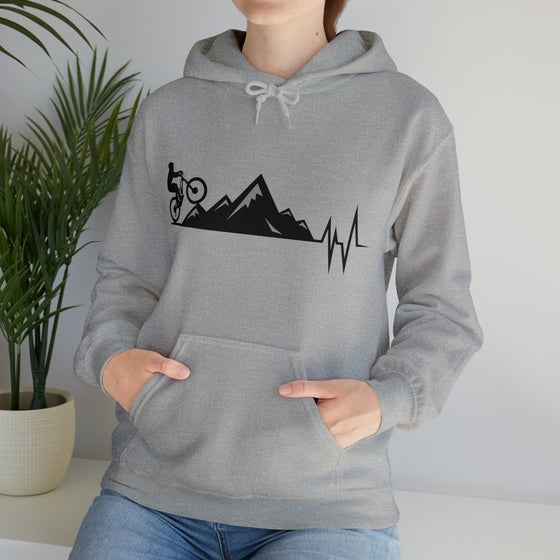 Bike Sweatshirt | MTB Mountain Heartbeat Bike Mountain Biking | Unisex Hooded Hoodie Sweatshirt