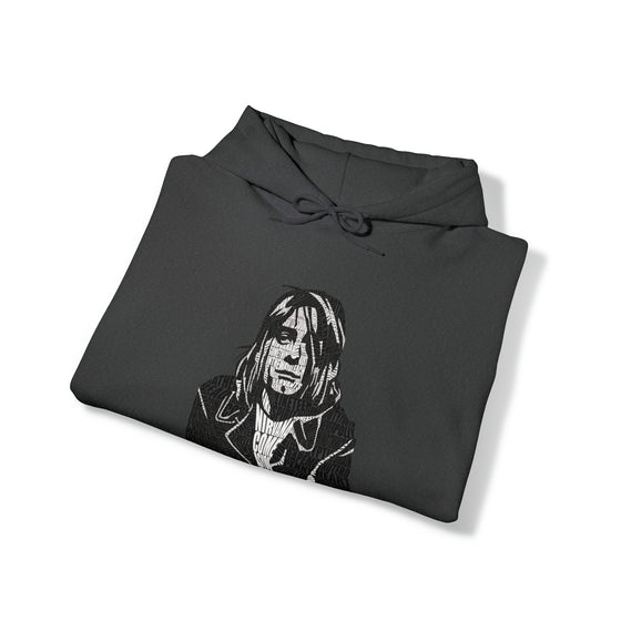 Kurt Cobain | Unisex Hooded Hoodie Sweatshirt | Embrace Your Vibe | Calligram Word Design