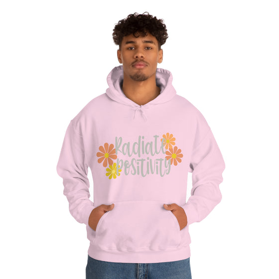 Chill Stitch – Radiate Positivity - Unisex Hooded Hoodie Sweatshirt – Embrace Your Vibe