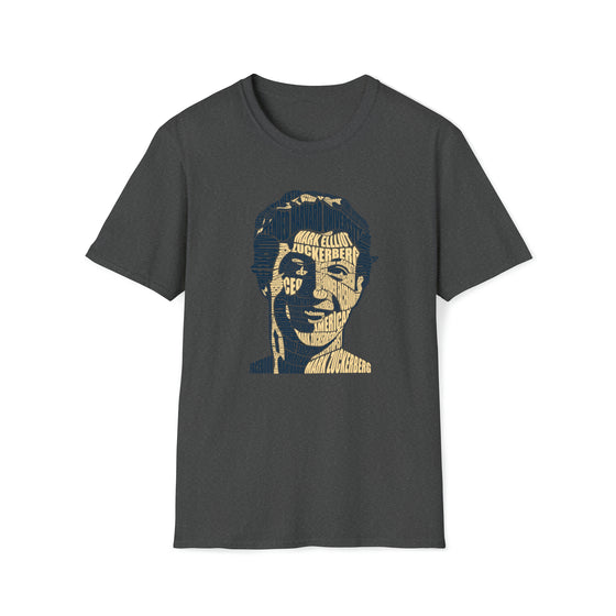 Mark Zuckerberg Meta |  Unisex Soft Style Tee T-Shirt  | Calligram Word Design
