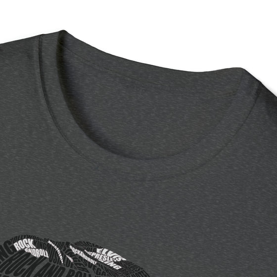 Elvis Presley Music Rock and Roll  | Unisex Soft Style Tee T-Shirt | Embrace Your Vibe | Calligram Word Design