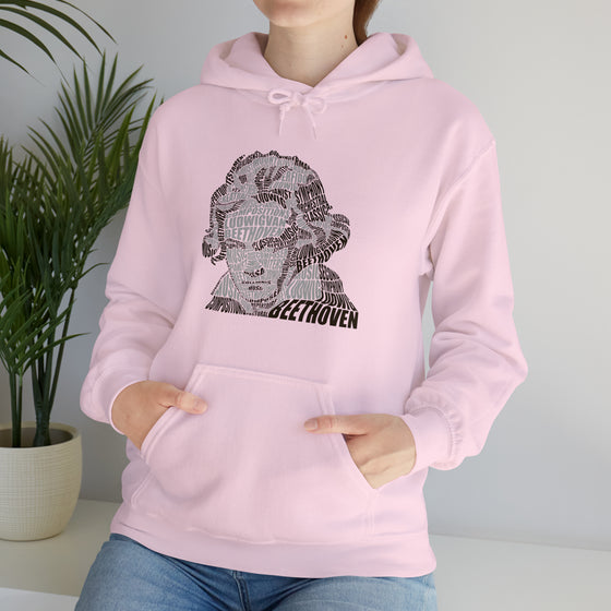 Ludwig van Beethoven Symphony Music | Unisex Hooded Hoodie Sweatshirt | Embrace Your Vibe | Calligram Word Design