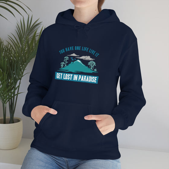 Chill Stitch – Get Lost in Paradise - Unisex Hooded Hoodie Sweatshirt – Embrace Your Vibe