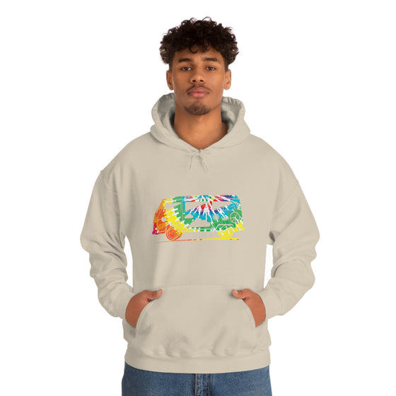Chill Stitch – VW Tie-dye Van - Unisex Hooded Hoodie Sweatshirt – Embrace Your Vibe
